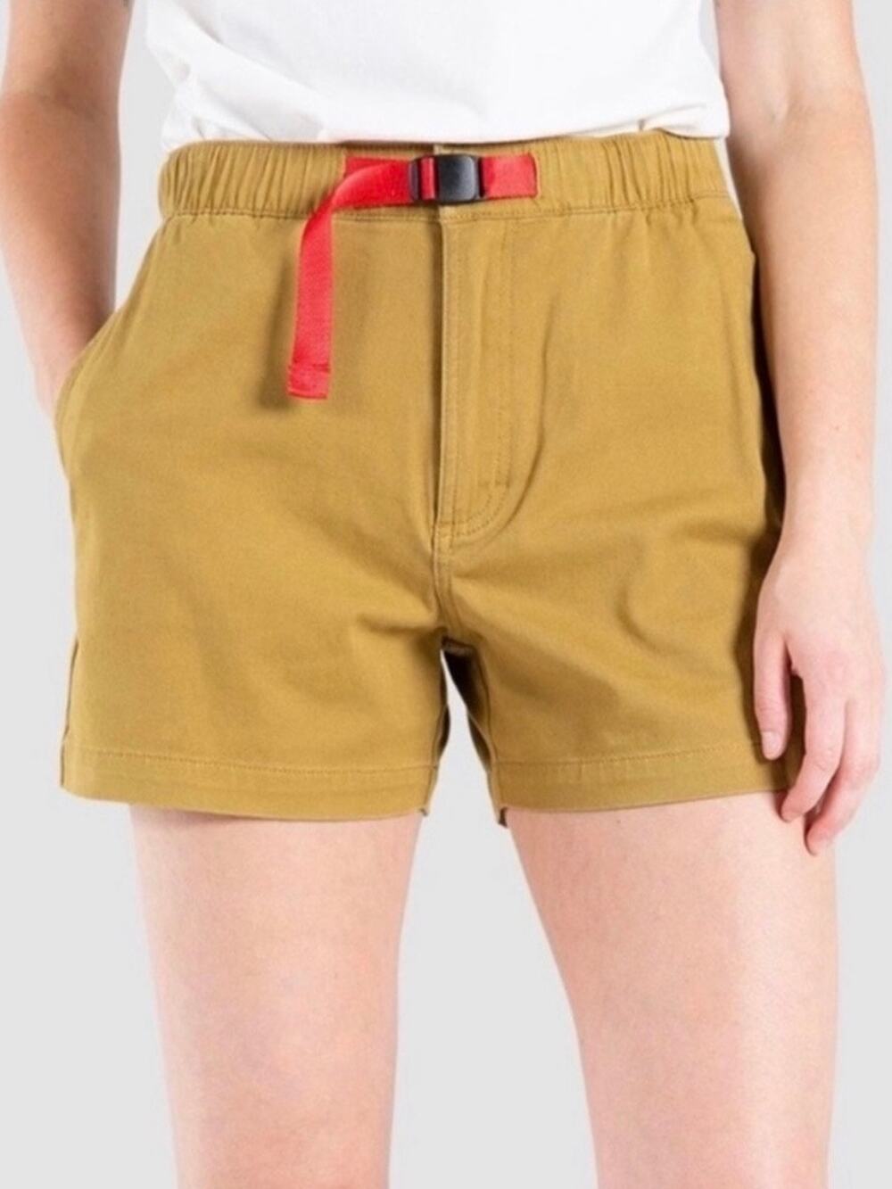 TOPO Designs Women’s Sz L Mountain Shorts Khaki Tan Organic Cotton Pockets